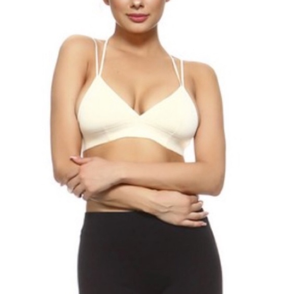 UNWORN Ivory Deep V neck seamless silky bra - Picture 3 of 4